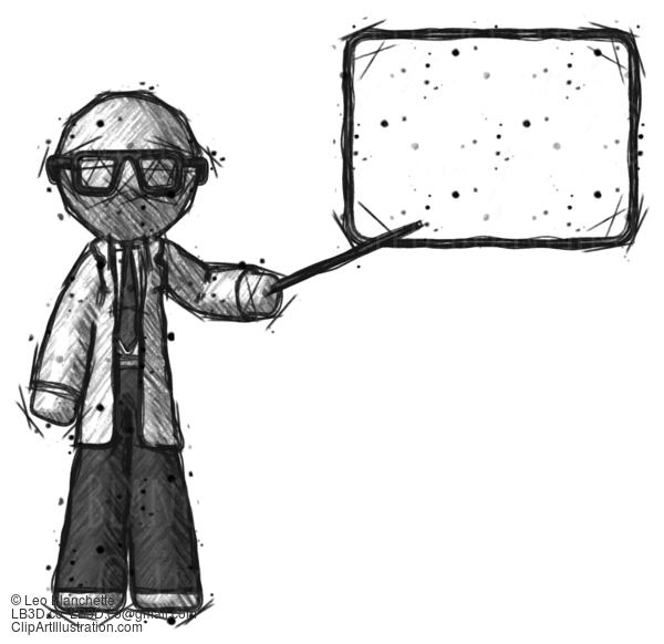 Sketch Doctor Scientist Man Giving Presentation In Front Of Dry-Erase Board #111