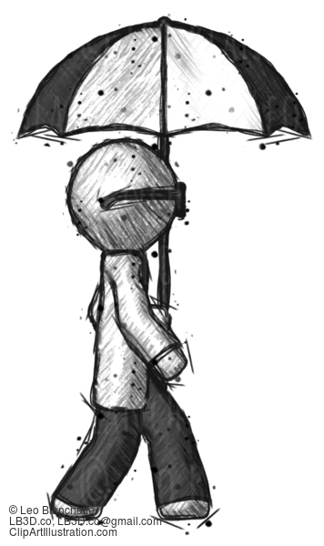 Sketch Doctor Scientist Man Woman Walking With Umbrella #175