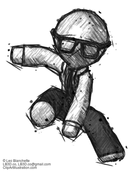 Sketch Doctor Scientist Man Action Hero Jump Pose #201