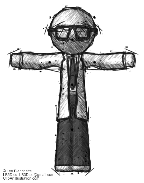 Sketch Doctor Scientist Man T-Pose Arms Up Standing #225