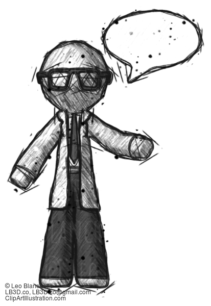 Sketch Doctor Scientist Man With Word Bubble Talking Chat Icon #231