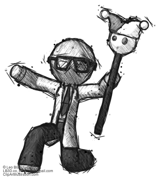 Sketch Doctor Scientist Man Holding Jester Staff Posing Charismatically #236