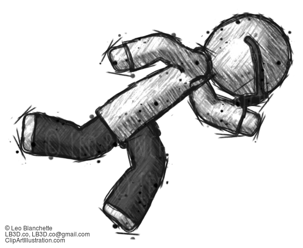 Sketch Doctor Scientist Man Running While Falling Down #239