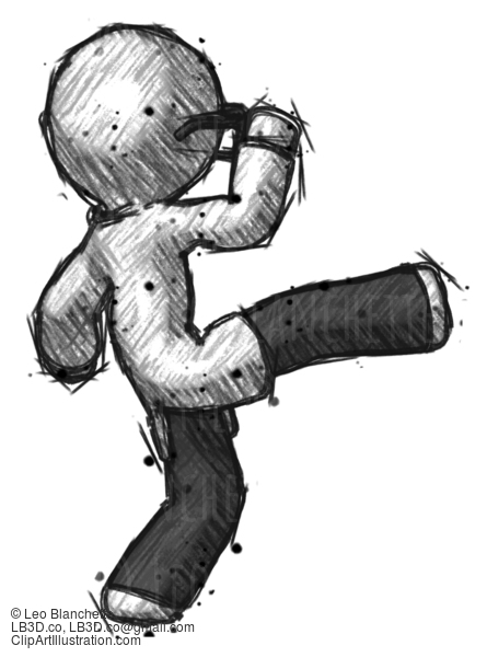 Sketch Doctor Scientist Man Kick Pose #259