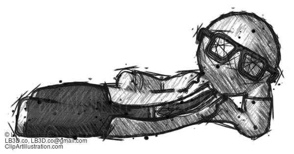 Sketch Doctor Scientist Man Reclined On Side #276