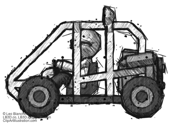 Sketch Doctor Scientist Man Riding Sports Buggy Side View #313