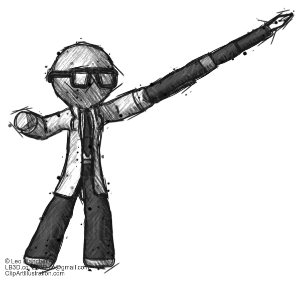 Sketch Doctor Scientist Man Pen Is Mightier Than The Sword Calligraphy Pose #349