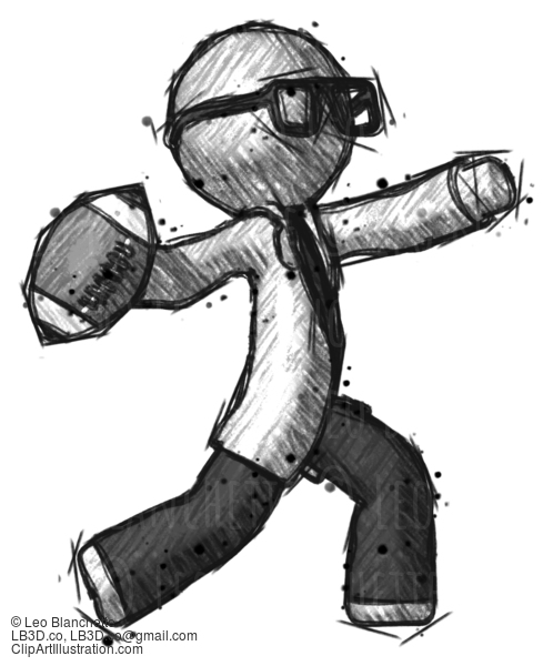 Sketch Doctor Scientist Man Throwing Football #82