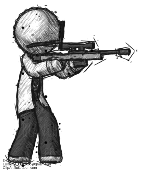 Sketch Doctor Scientist Man Shooting Sniper Rifle #86