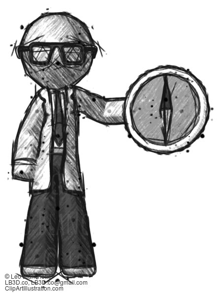 Sketch Doctor Scientist Man Holding A Large Compass #98