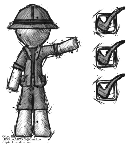 Sketch Explorer Ranger Man Standing By List Of Checkmarks #14988