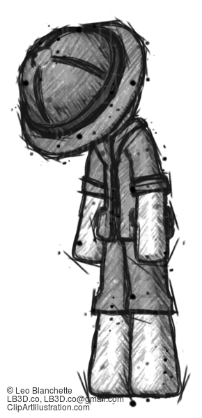 Sketch Explorer Ranger Man Depressed With Head Down Turned Left #14997