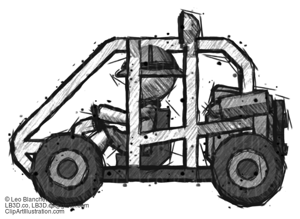 Sketch Explorer Ranger Man Riding Sports Buggy Side View #15002