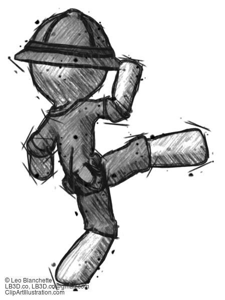 Sketch Explorer Ranger Man Kick Pose #15012