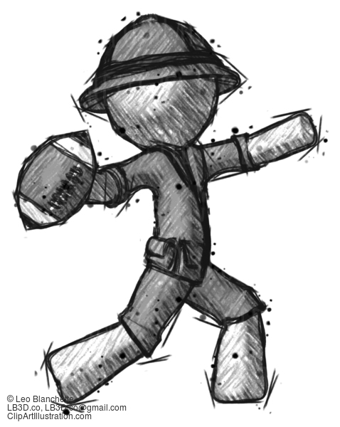 Sketch Explorer Ranger Man Throwing Football #15018