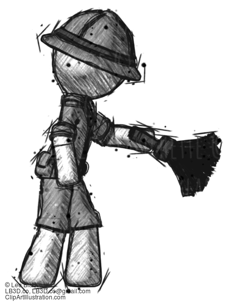 Sketch Explorer Ranger Man Dusting With Feather Duster Downwards #15019