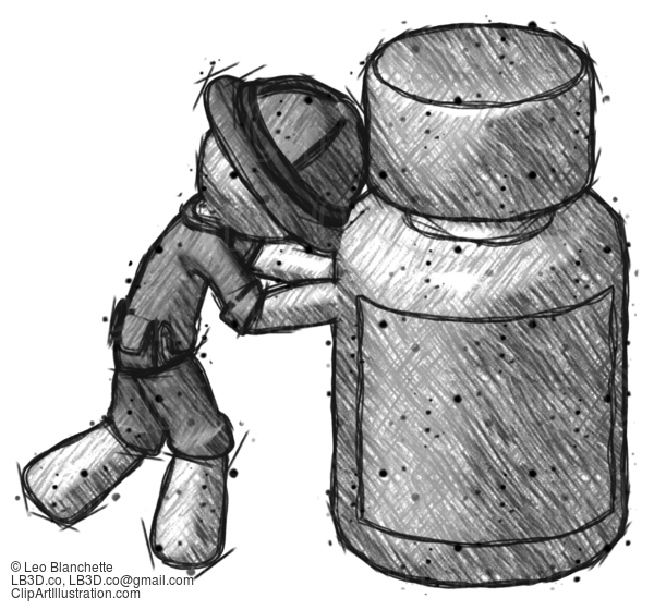 Sketch Explorer Ranger Man Pushing Large Medicine Bottle #15021