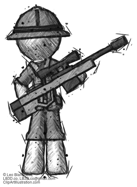 Sketch Explorer Ranger Man Holding Sniper Rifle Gun #15030