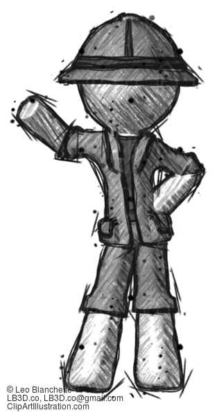 Sketch Explorer Ranger Man Waving Right Arm With Hand On Hip #15040