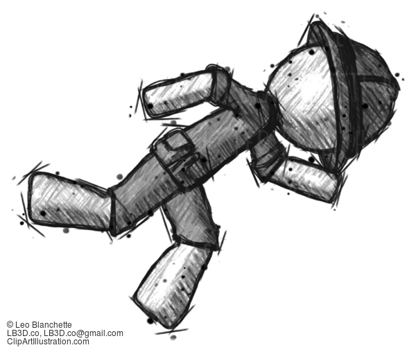 Sketch Explorer Ranger Man Running While Falling Down #15042