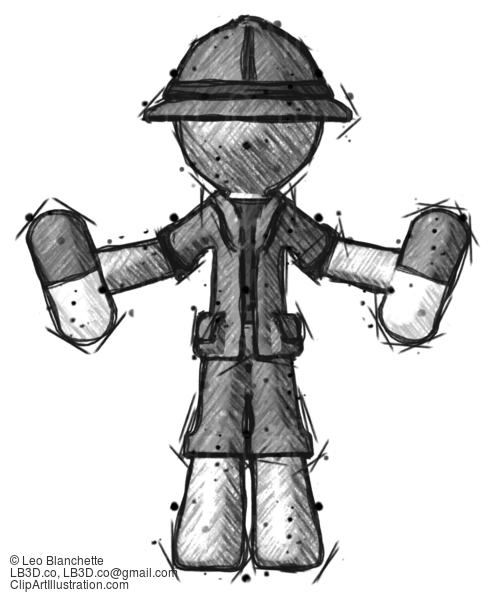 Sketch Explorer Ranger Man Holding Pills #15049