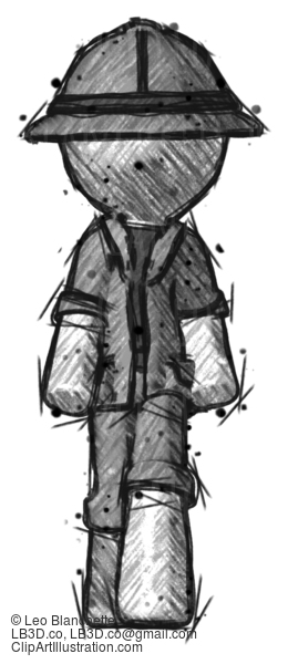 Sketch Explorer Ranger Man Walking Front View #15052