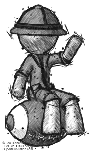 Sketch Explorer Ranger Man Sitting On Giant Football #15053