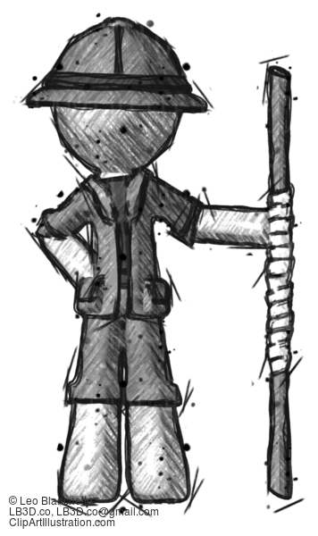 Sketch Explorer Ranger Man Holding Staff Or Bo Staff #15054