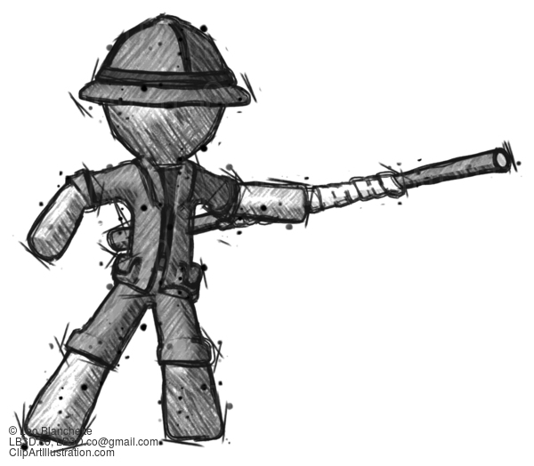 Sketch Explorer Ranger Man Bo Staff Pointing Right Kung Fu Pose #15057