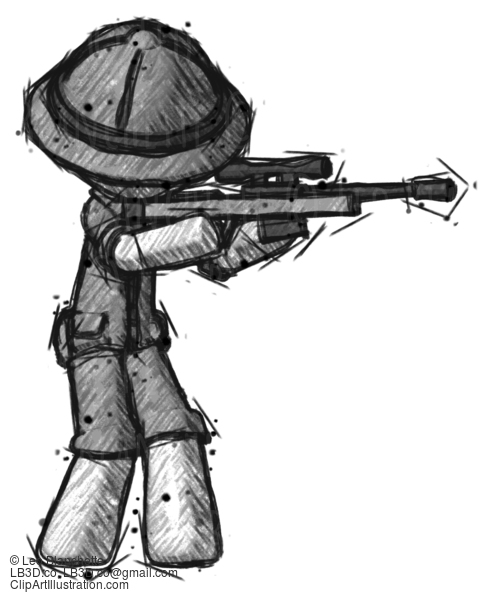 Sketch Explorer Ranger Man Shooting Sniper Rifle #15070