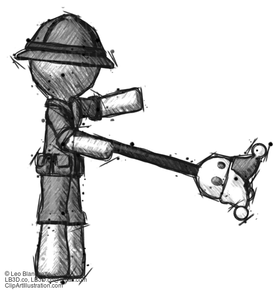 Sketch Explorer Ranger Man Holding Jesterstaff - I Dub Thee Foolish Concept #15084