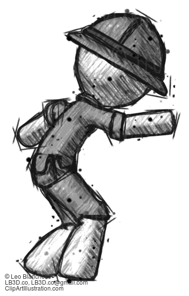 Sketch Explorer Ranger Man Sneaking While Reaching For Something #15090