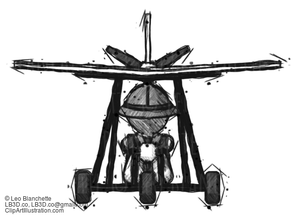 Sketch Explorer Ranger Man In Ultralight Aircraft Front View #15092