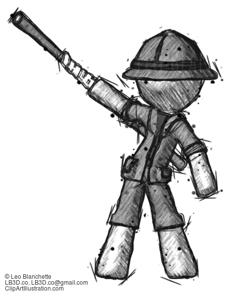 Sketch Explorer Ranger Man Bo Staff Pointing Up Pose #15095