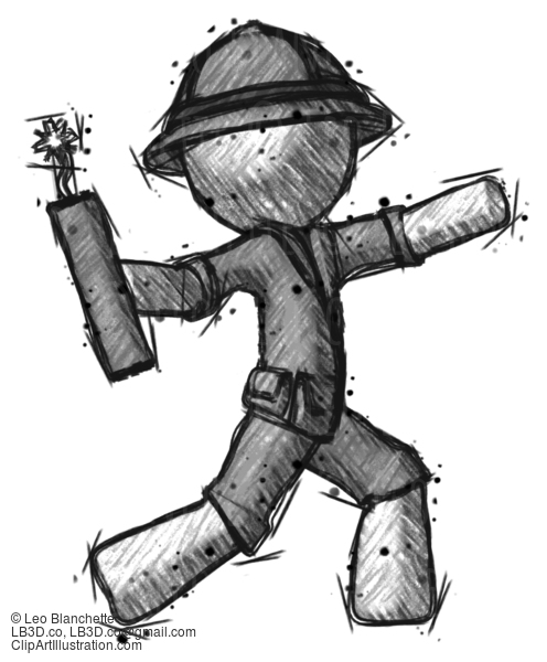 Sketch Explorer Ranger Man Throwing Dynamite #15096