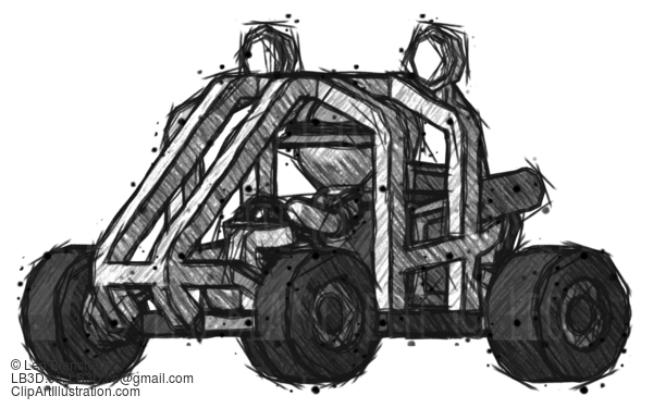 Sketch Explorer Ranger Man Riding Sports Buggy Side Angle View #15099