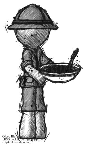 Sketch Explorer Ranger Man Holding Noodles Offering To Viewer #15115