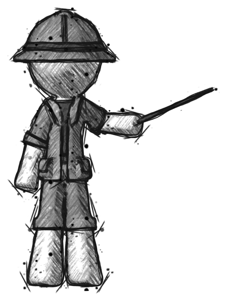 Sketch Explorer Ranger Man Teacher or conductor with stick or baton directing