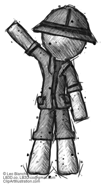 Sketch Explorer Ranger Man Waving Emphatically With Right Arm #15123