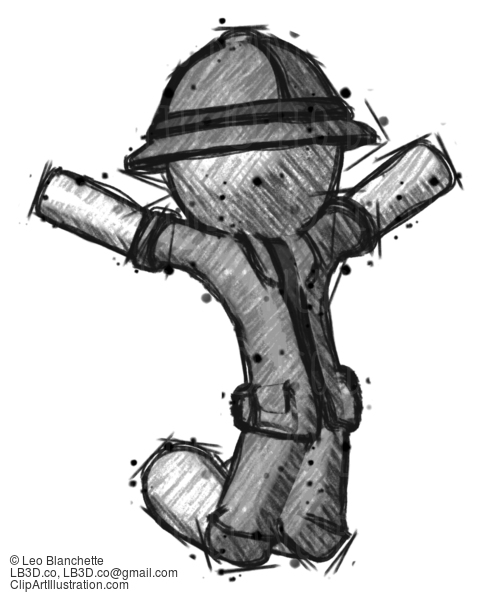 Sketch Explorer Ranger Man Jumping Or Kneeling With Gladness #15125