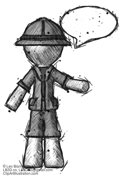 Sketch Explorer Ranger Man With Word Bubble Talking Chat Icon #15126