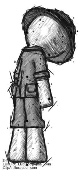 Sketch Explorer Ranger Man Depressed With Head Down, Back To Viewer, Right #15143