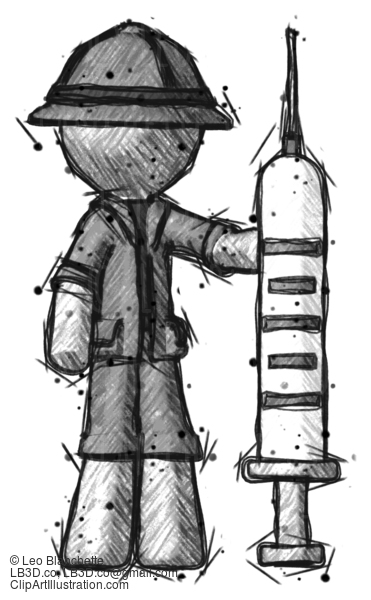 Sketch Explorer Ranger Man Holding Large Syringe #15145