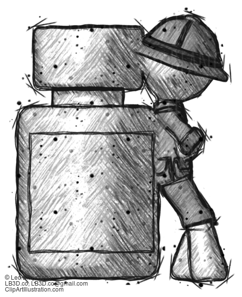 Sketch Explorer Ranger Man Leaning Against Large Medicine Bottle #15150