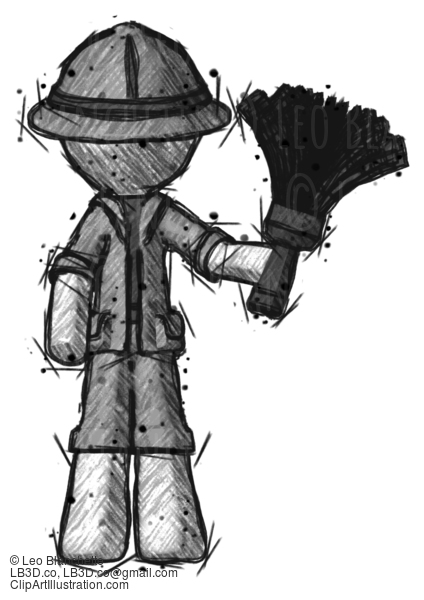 Sketch Explorer Ranger Man Holding Feather Duster Facing Forward #15151