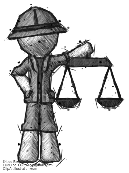 Sketch Explorer Ranger Man Holding Scales Of Justice #15159