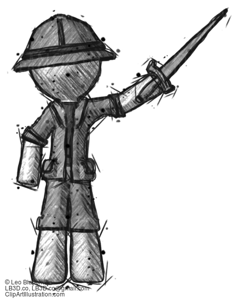 Sketch Explorer Ranger Man Holding Sword In The Air Victoriously #15166