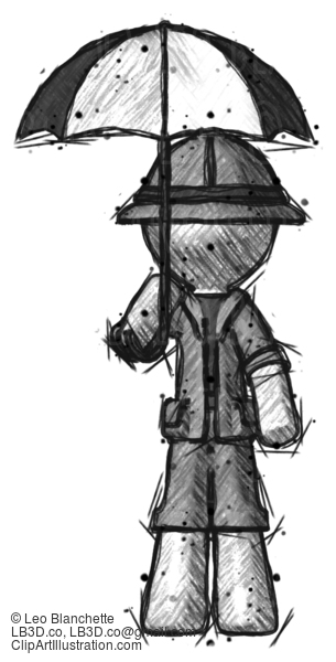 Sketch Explorer Ranger Man Holding Umbrella #15174