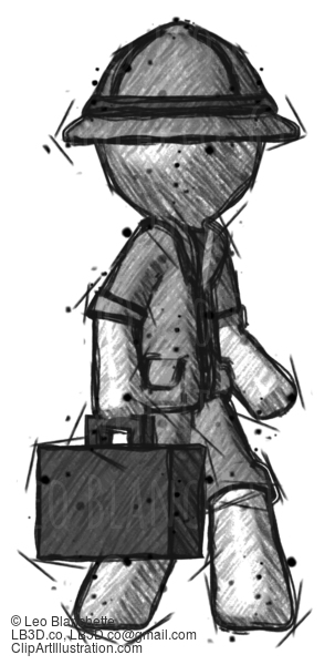 Sketch Explorer Ranger Man Walking With Briefcase To The Right #15177