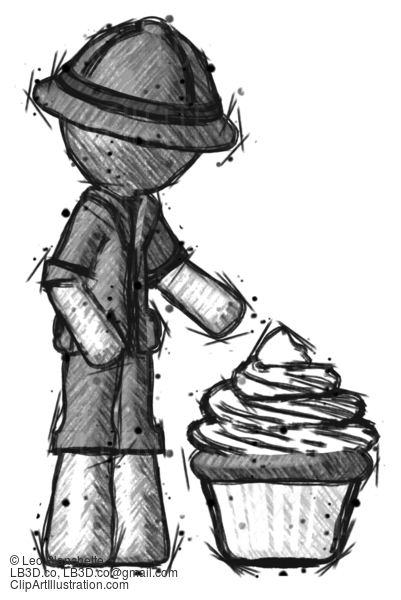 Sketch Explorer Ranger Man With Giant Cupcake Dessert #15178